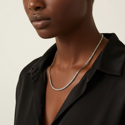 Women's 3mm Silver Box Link Chain