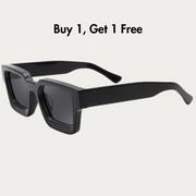 Bright Black Plate Frame Polarized Sunglasses