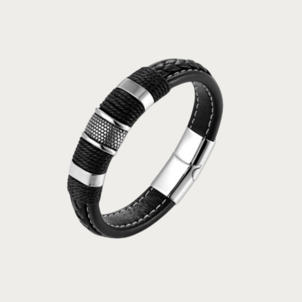 Retro Steel Hand-Woven Rope Leather Bracelet