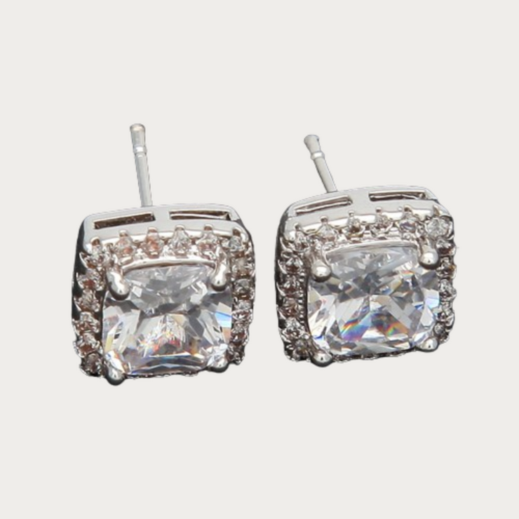 Square Diamond Stud Earrings