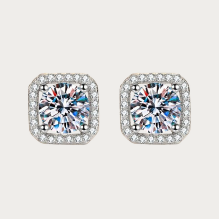 Classic Silver Diamond Stud Earrings