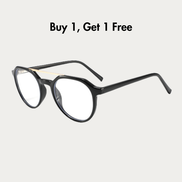 Retro Double Beam Polygonal Frame Anti-Blue Glasses