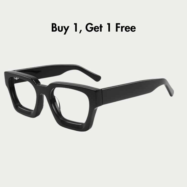 Bright Black Plate Frame Anti-Blue Glasses