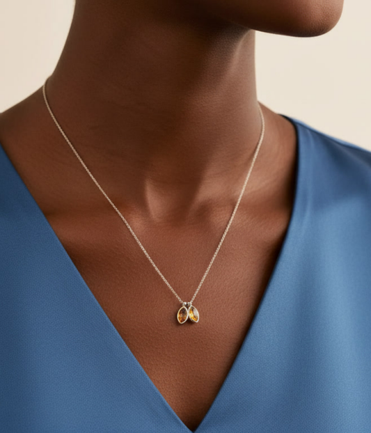 Personalized Leaf Birthstone Necklace