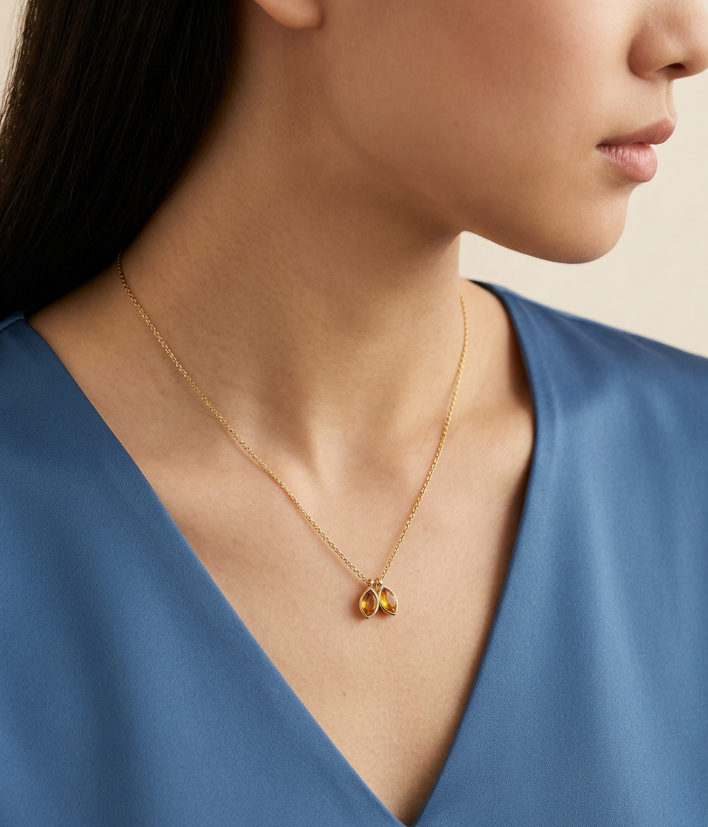 Personalized Leaf Birthstone Necklace