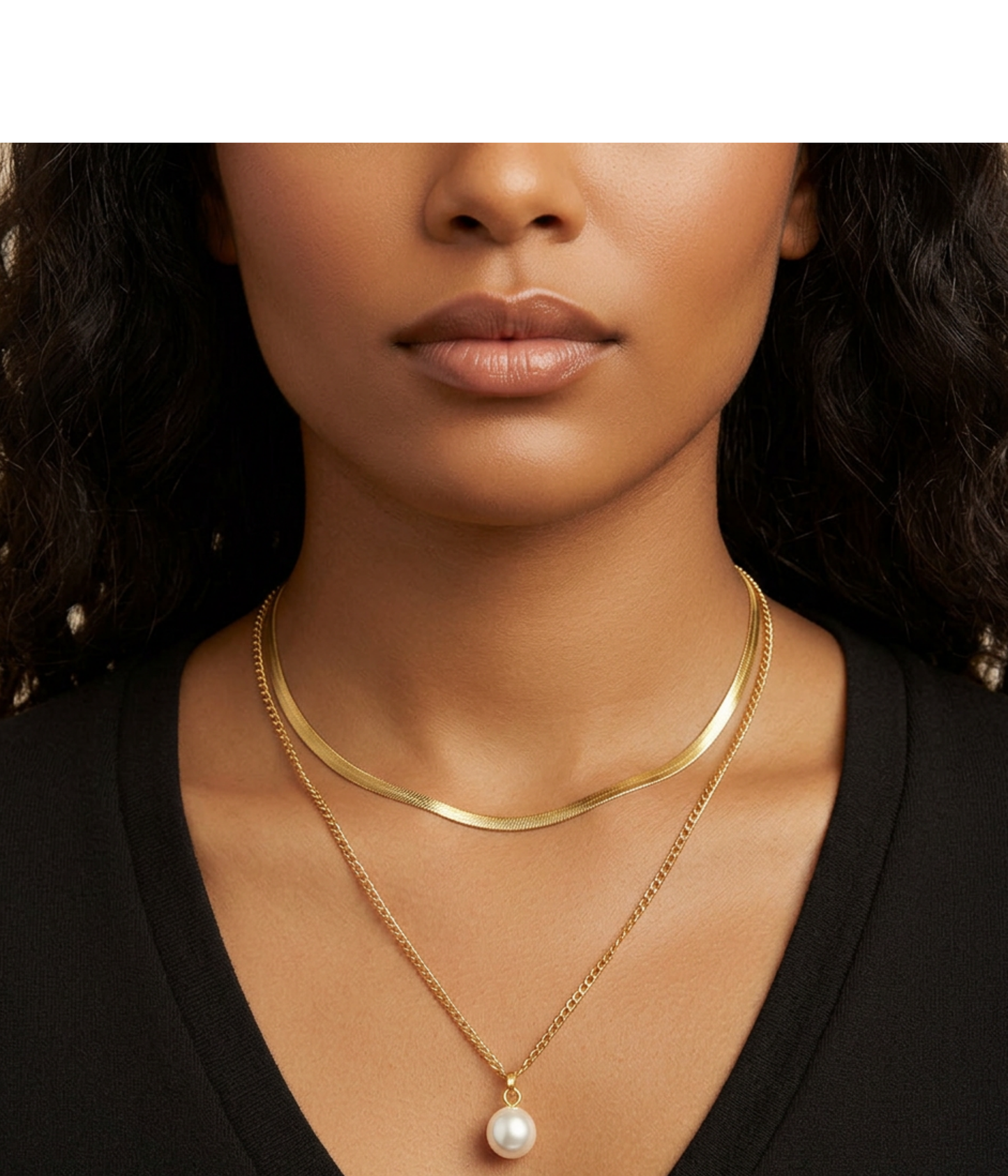 Gold Layered Pearl Necklace – Dainty Freshwater Pearls with Snake Chain