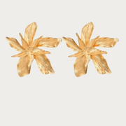 Gold Metal Unique Floral Earrings