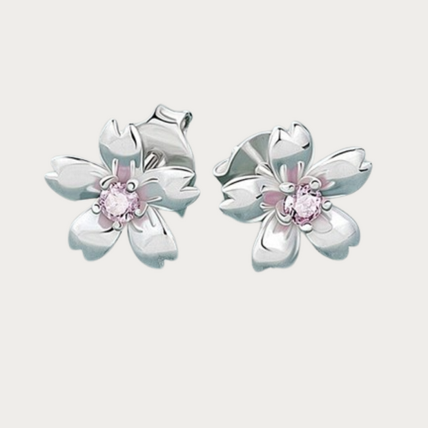 Simple Silver Floral Stud Earrings