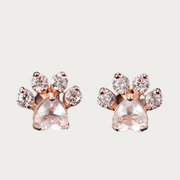 Pink Crystal Paw Design Zircon Stud Earrings