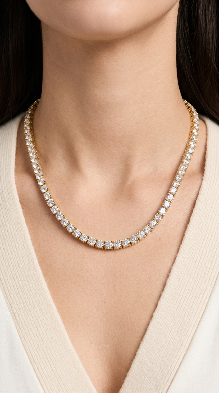 3mm Tennis Chain round-cut cubic zirconia - White