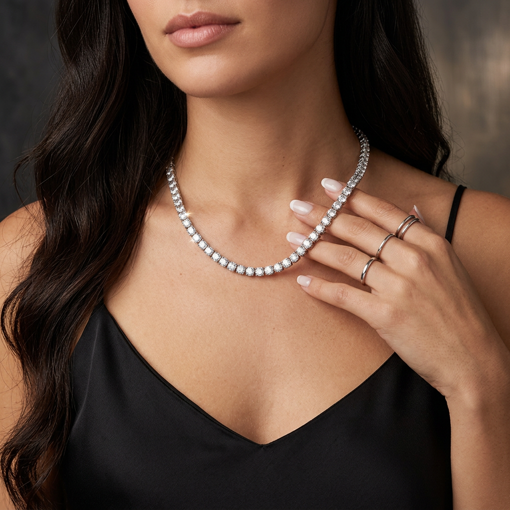 Women's 5mm Silver Tennis Chain cHOKER