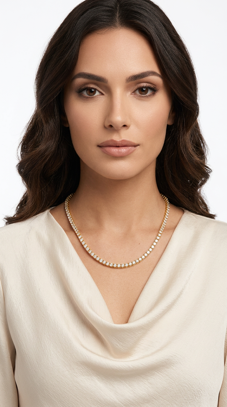 3mm Tennis Chain round-cut cubic zirconia - White
