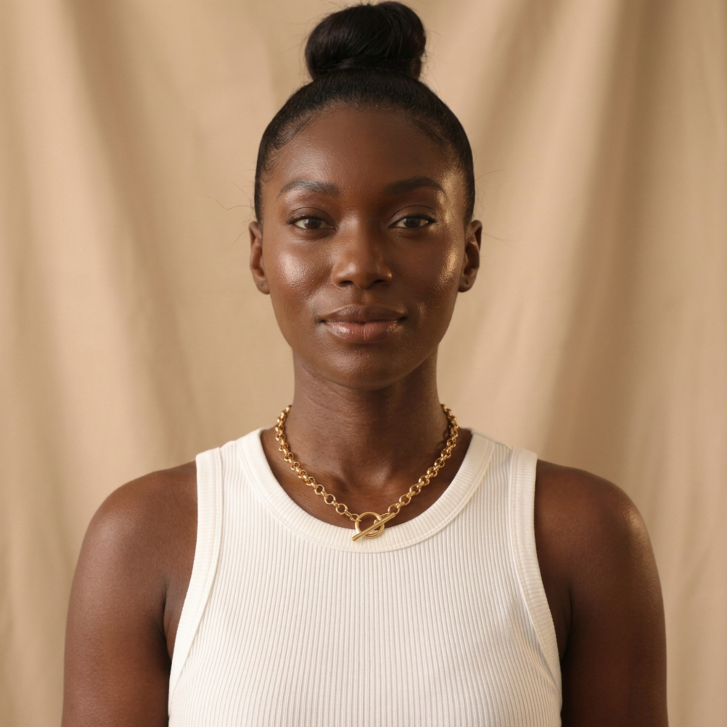 Solid Sterling Gold Solo T-Bar  Toggle Necklace