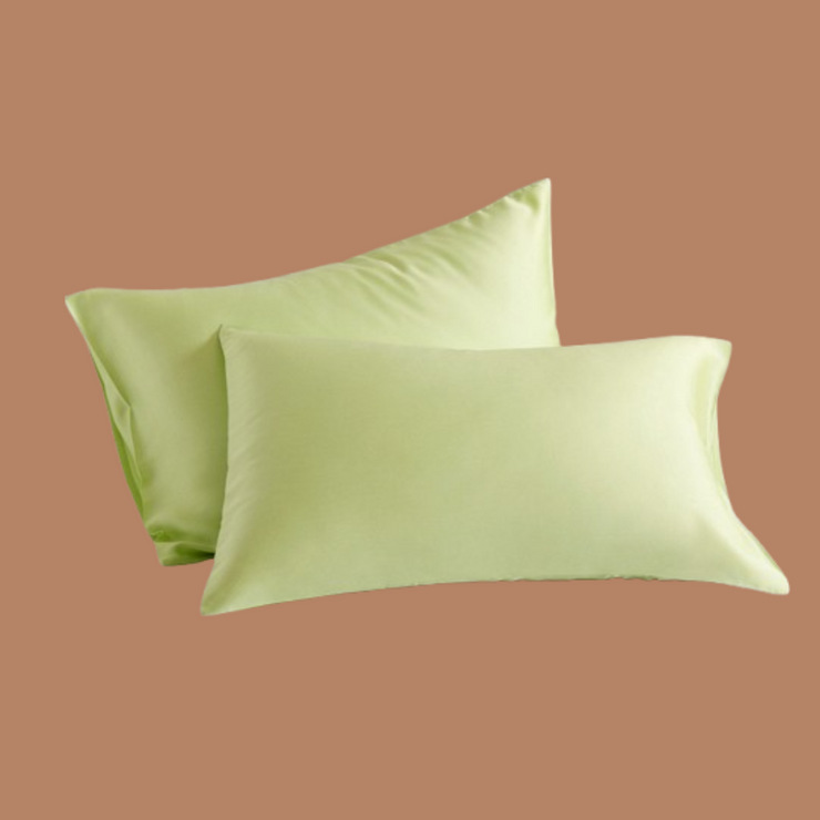 Yellow Green Simple Silk Pillowcase