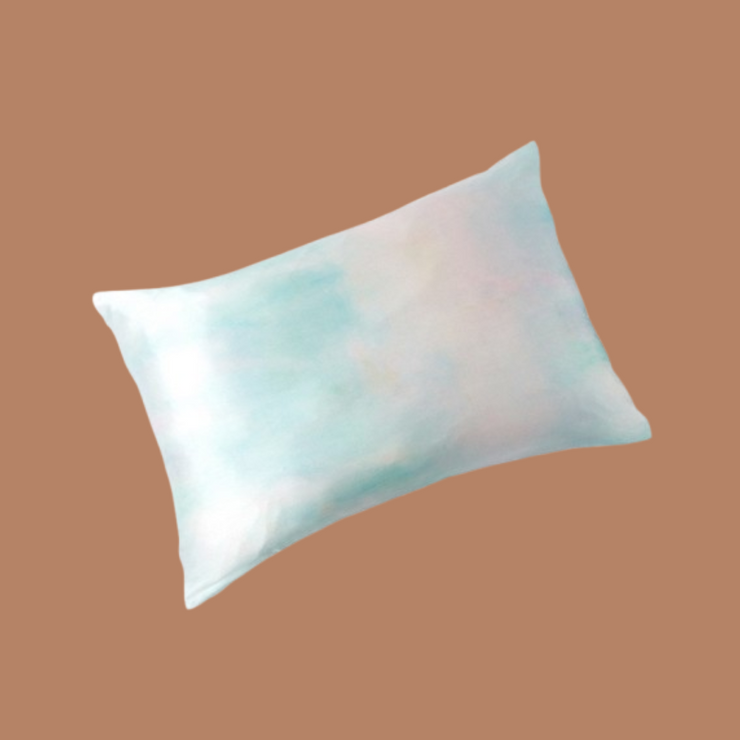 Light Cyan Tie-Dye Silk Pillowcase