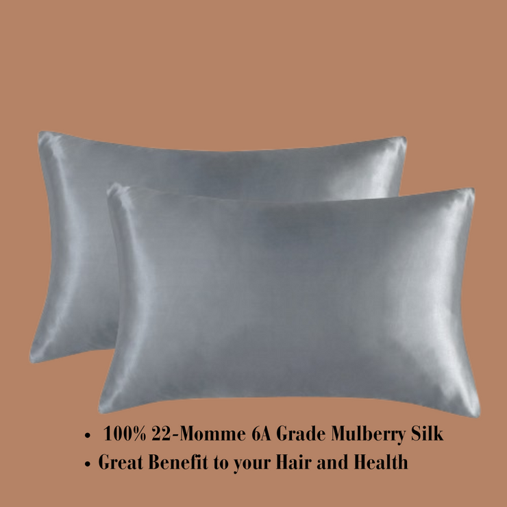 Gray Satin Silk Pillowcase