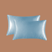 Light Blue Satin Silk Pillowcase