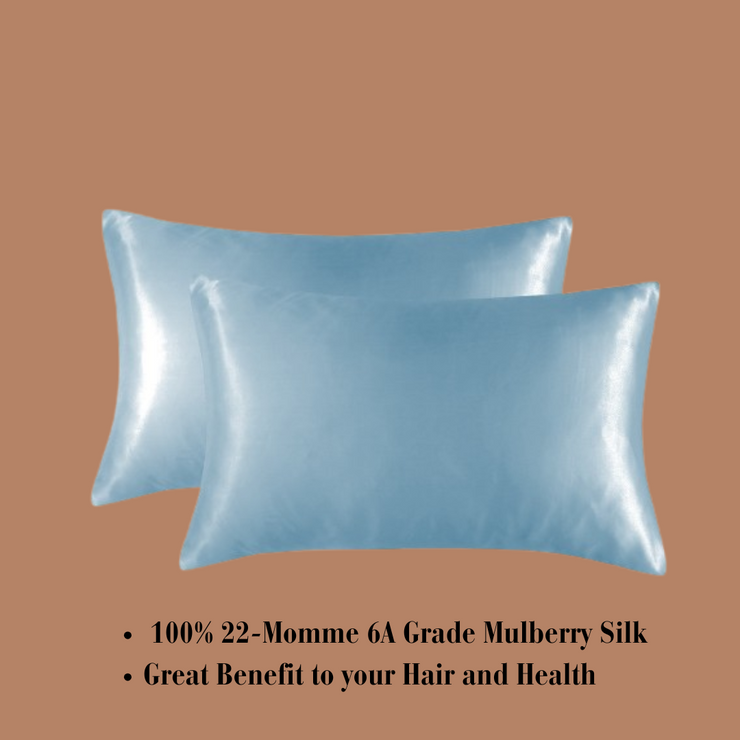 Light Blue Satin Silk Pillowcase