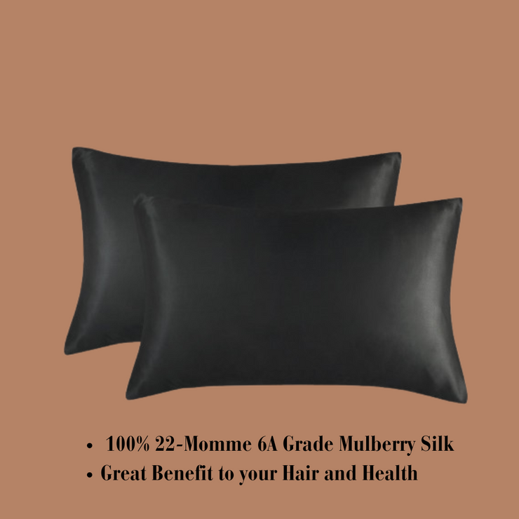 Black Satin Silk Pillowcase