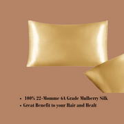 Gold Zipperless Silk Pillowcase