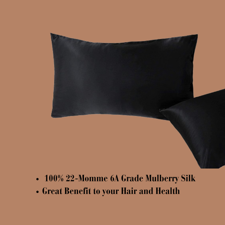 Black Zipperless Silk Pillowcase