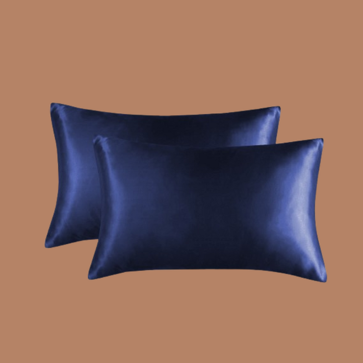 Navy Satin Silk Pillowcase