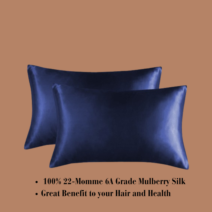 Navy Satin Silk Pillowcase