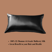 Black Soft Silk Pillowcase