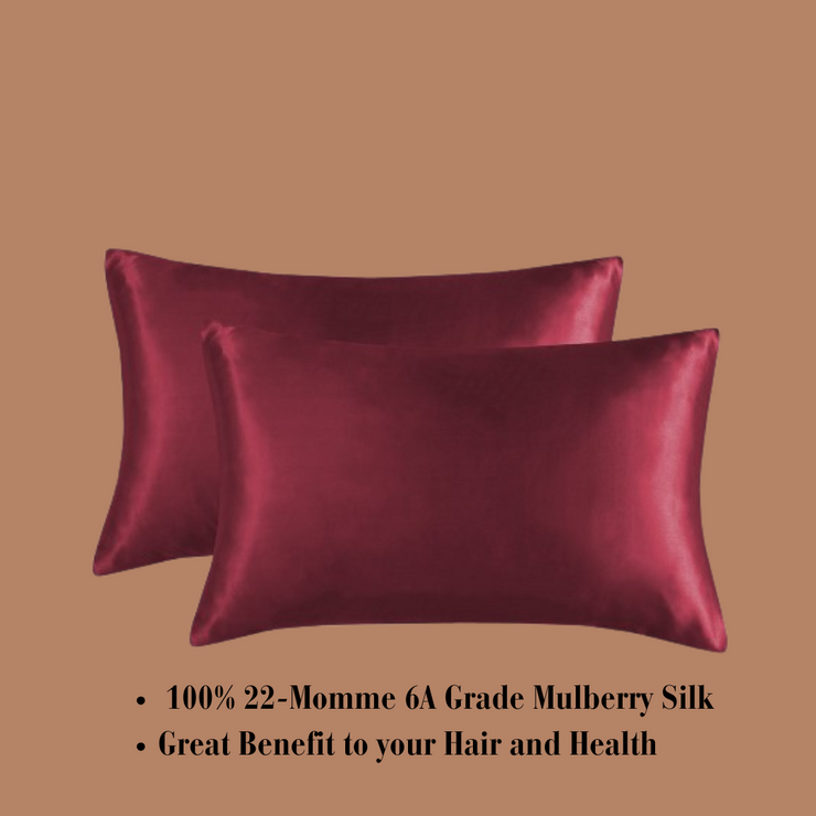 Maroon Satin Silk Pillowcase