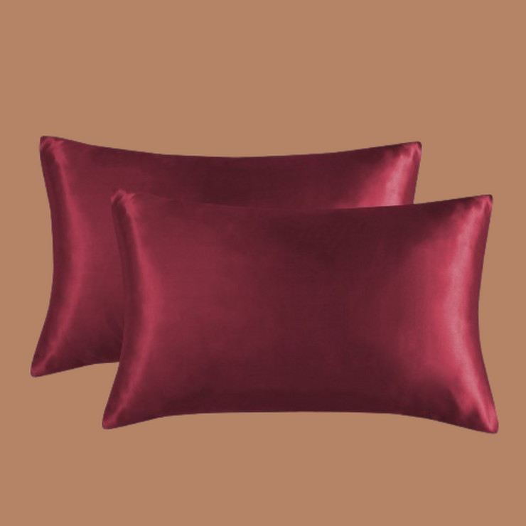 Maroon Satin Silk Pillowcase