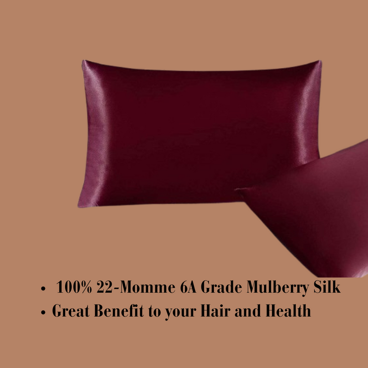 Maroon Soft Silk Pillowcase