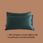 Dark Green Simple Silk Pillowcase