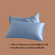 Sky Blue Simple Silk Pillowcase