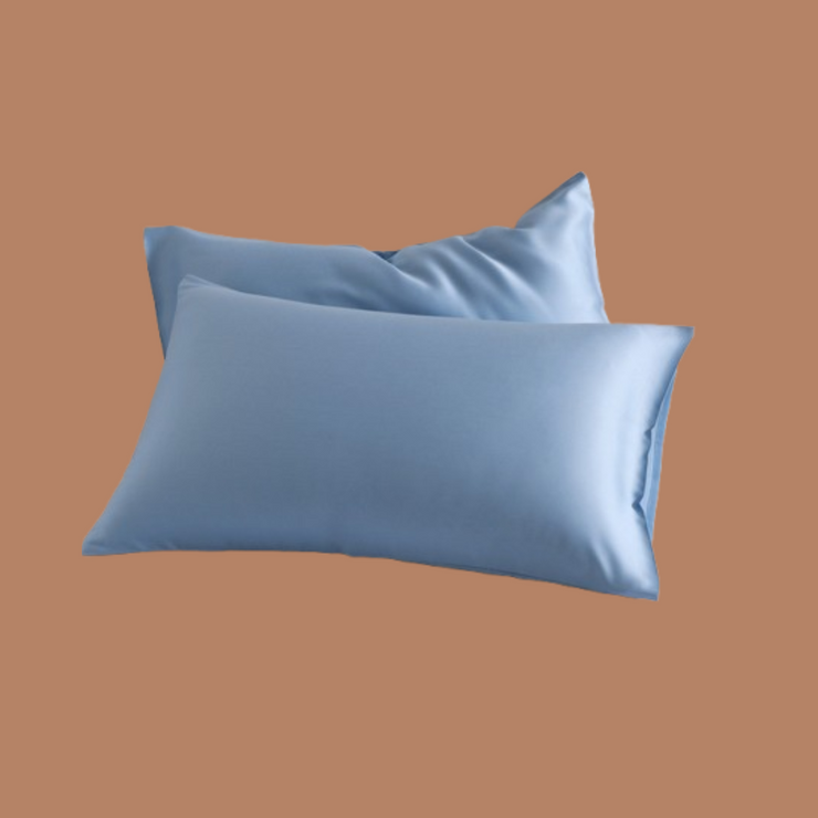 Sky Blue Simple Silk Pillowcase