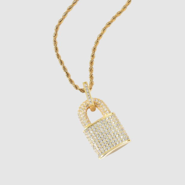 Gold Iced Padlock Pendant