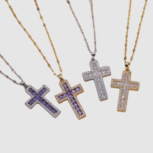 Simple Cross Zircon Pendant