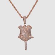 Rose Gold Iced Rose Pendant