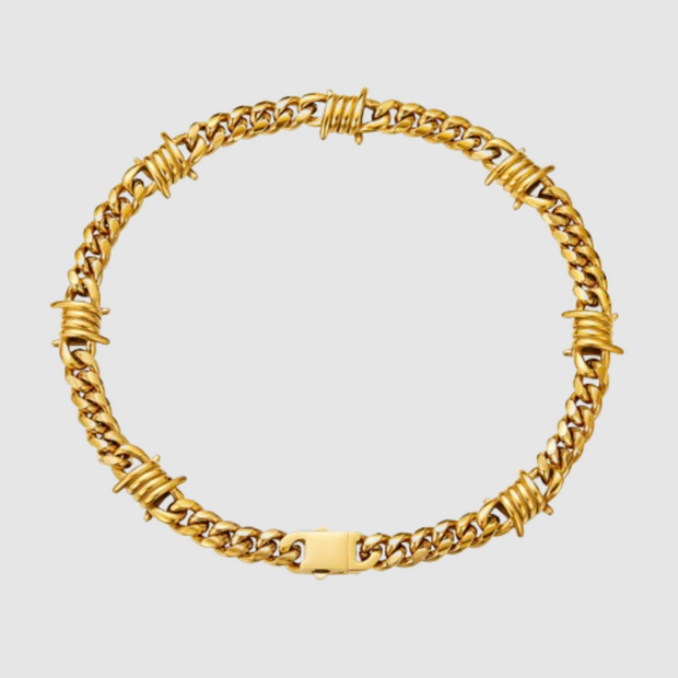 Barbed Wire Design Cuban Link Necklace