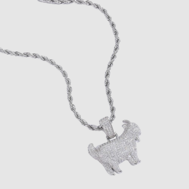 White Gold Iced Goat Pendant