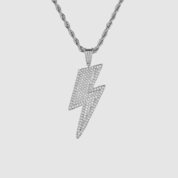 White Gold Lightening Bolt Pendant