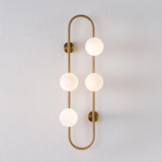 Globe Wall Sconce White Glass 4-Light Wall Lighting Gold Oblong Hanging Rod