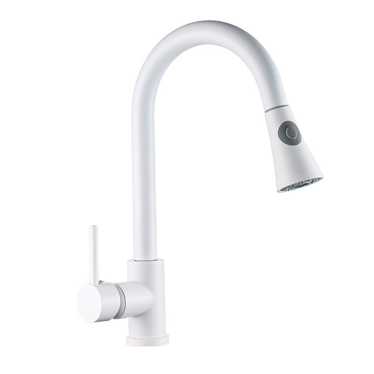 White High-Arc Single Lever Handle Pullout Sprayer Kitchen Tap with Dual Function