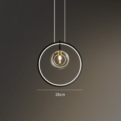 Black Pendant Light Minimalist Glass Globe LED Light for Dining Room