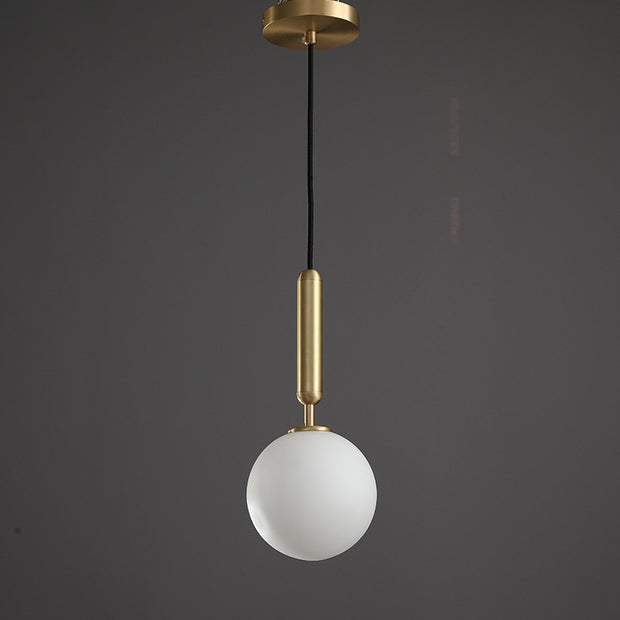 Modern LED Globe White and Gold Single Pendant Light