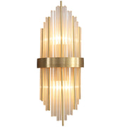 Striaged 2-Light Gold Glass Wall Sconce Metal Vanity Wall Light for Bathroom