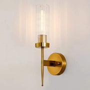 Modern Minimalist Cylinder Clear Ribbed Glass Shade Wall Sconces