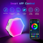 Hexagon Light Panels, Music Sync RGB Hexagon LED Lights Gaming Lights with App & Remote Control for Home Decor Gaming