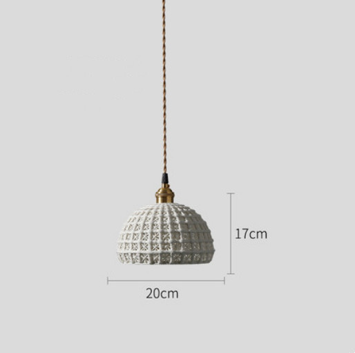 Modern Japanese Porcelain Openwork 1-Light Dome Pendant Light