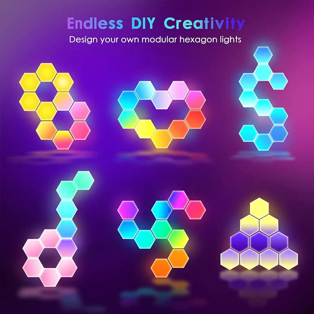 Hexagon Light Panels, Music Sync RGB Hexagon LED Lights Gaming Lights with App & Remote Control for Home Decor Gaming