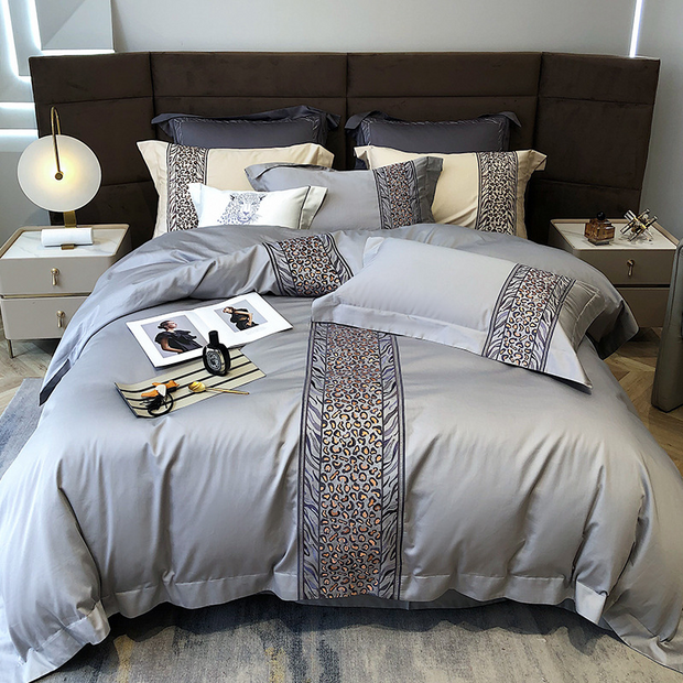 Leopard Grey Duvet Cover Set (Egyptian Cotton)